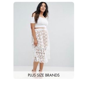 Missguided/ ASOS plus size white midi lace skirt